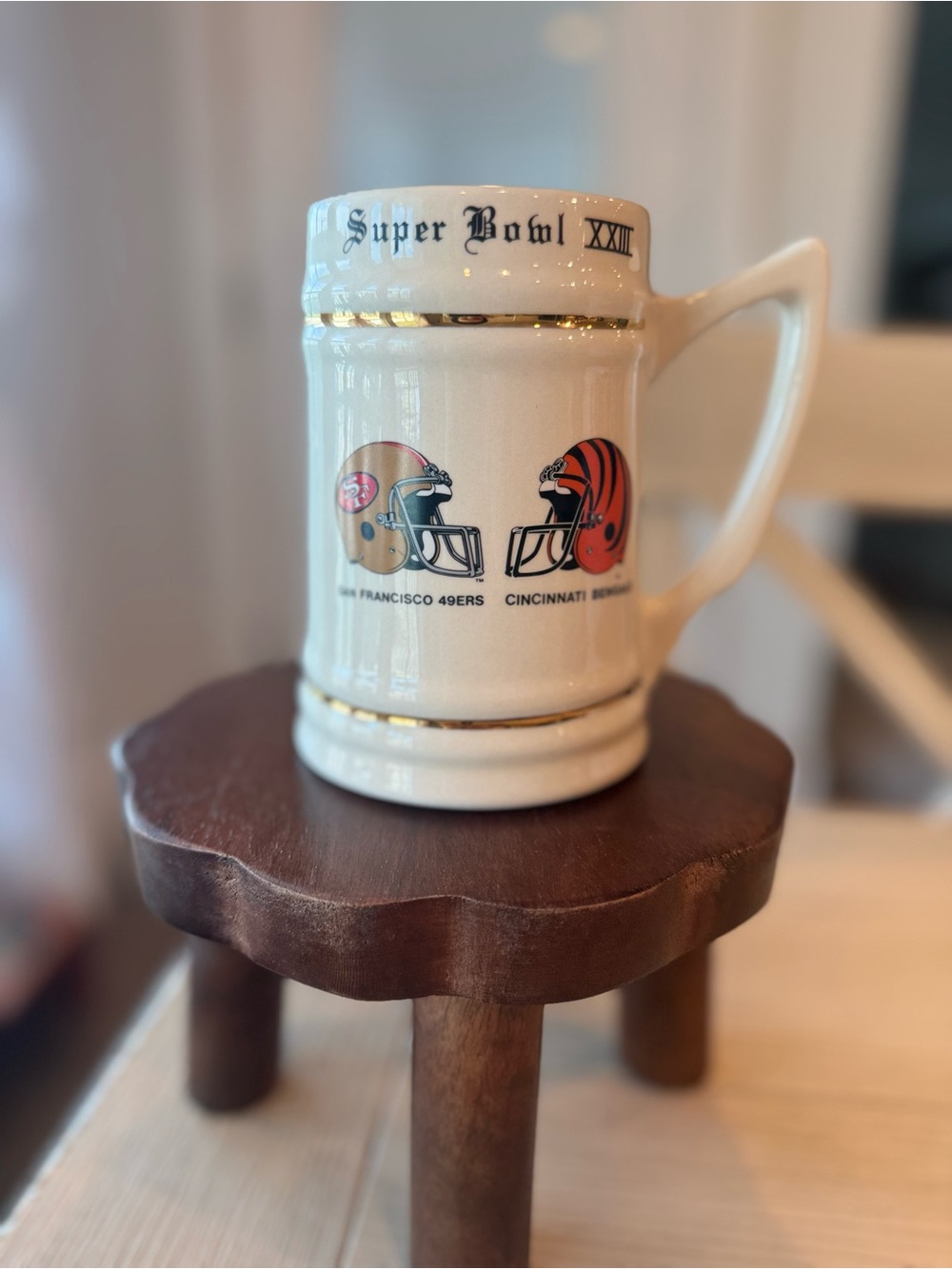 Super Bowl XXIII Commemorative Ceramic Stein - 49ers vs Bengals 1989